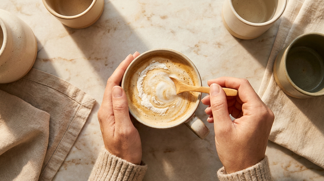 Cómo tomar colágeno hidrolizado: mezclando polvo en café con leche