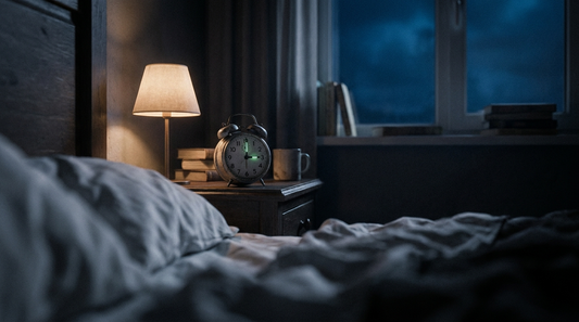 Cortisol nocturno: reloj a las 3 am simbolizando despertares e insomnio